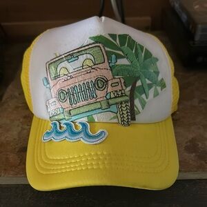 Yellow Cap with Jeep and Wave Design